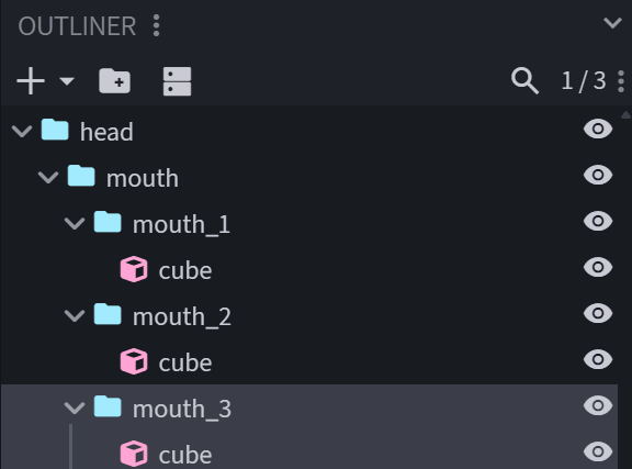 Outliner with face rig