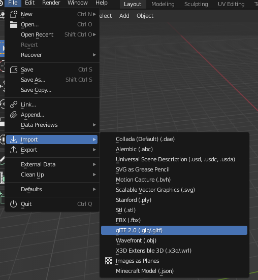 Blender import option